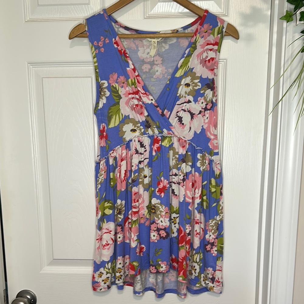 Matilda Jane Floral Sleeveless Top - Blue and Pink